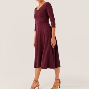 Pact Organic Raisin Fit & Flare Midi Party Dress Size Small